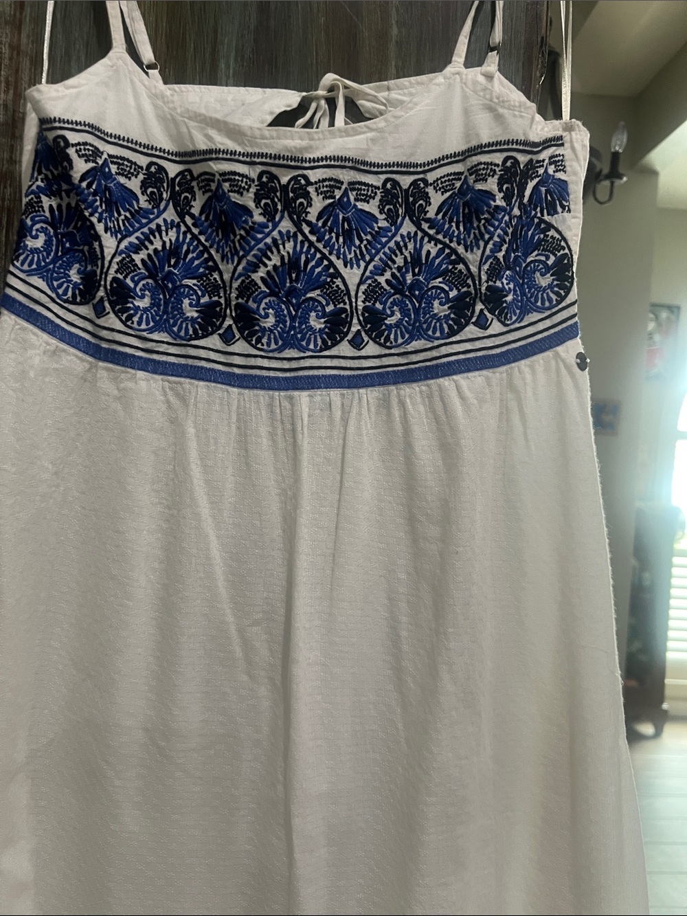Roxy White Maxi Dress with Blue Embroidery - Picture 2 of 5